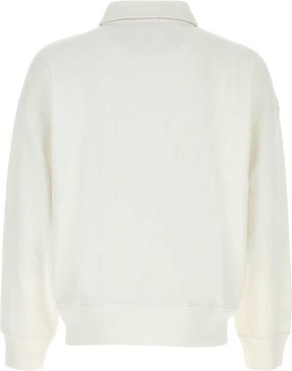 Polo Ralph Lauren Mens White Cotton Blend Polo Shirt Exterior. Polyester Felpe Sweater