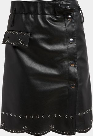 Marni Embellished Leather Button-Front Mini Skirt