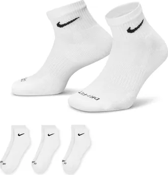 Nike Everyday Plus Cushioned Ankle Socks White Black SX6890-100