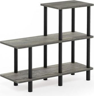 Furinno Turn-N-Tube 3-Tier Cube Ladder Shelf, French Oak Grey/Black