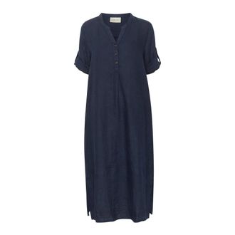Cream Blue Caftan Dress with V-Neck - female - Cream - Midi Dresses - Blue - XS - Dresses