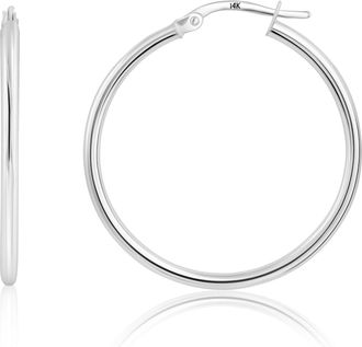 MAX + STONE 14k Yellow or White Gold 2mm Thick Tube Hoop Earrings 12MM to 50MM