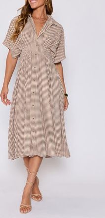 VICI Collection Jessica Gingham Shirtdress (Nordstrom Exclusive) in Brown/cream at Nordstrom, Size Small