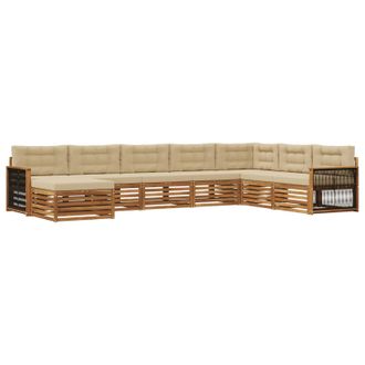 vidaXL Conjunto De Sof&aacute;s De Exterior Con Coj&iacute;n 8 Pcs Natural Y Beige Vidaxl