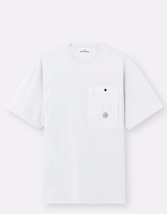 Stone Island Mens S0115 Pocket T-Shirt White - Blue - Size: 38