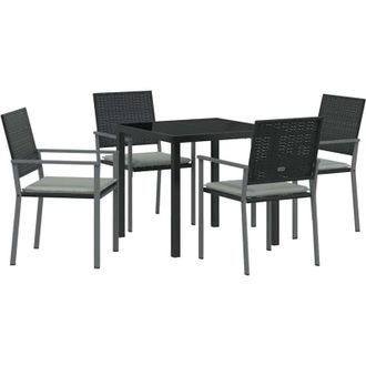 vidaXL Conjunto De Comedor De Jard&iacute;n 5 Pcs Negro Polirat&aacute;n Vidaxl