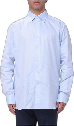 Ermenegildo Zegna Camicia Classica in Popeline di Cotone - - Shirts - Uomo - Blu - XL