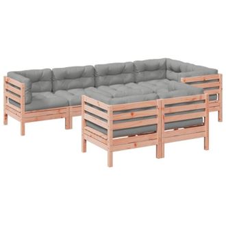 vidaXL Set De Sof&aacute;s Jard&iacute;n 7 Pzas Con Cojines Madera Abeto Douglas