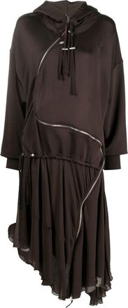Diesel D-Abanazip chiffon-panelled hooded sweater dress - women - Cotton/Rayon - S - Brown