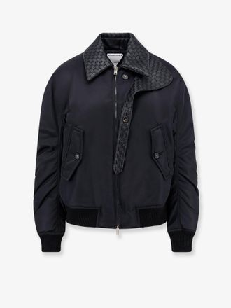Bottega Veneta Giubbino in nylon con colletto in pelle Intrecciato - BOTTEGA VENETA - gender_Woman
