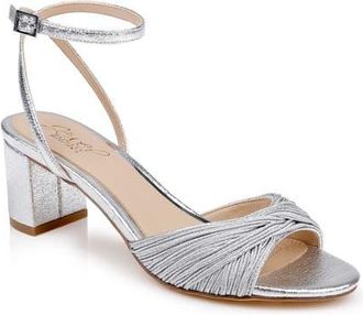 Badgley Mischka Pretty Ankle Strap Sandal in Silver Textile at Nordstrom, Size 8.5