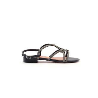 Bibi Lou Flat Sandals, female, Black, 4 UK, Black Strass Crossed Sandals