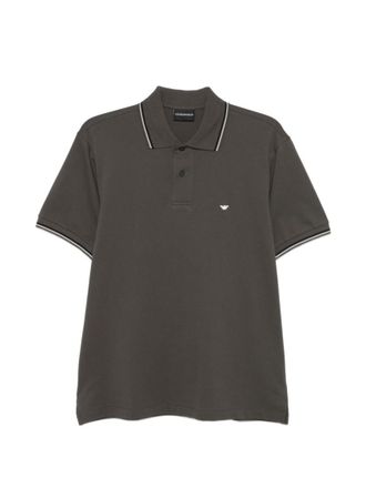 Emporio Armani Grey Contrast Stripe Logo Polo