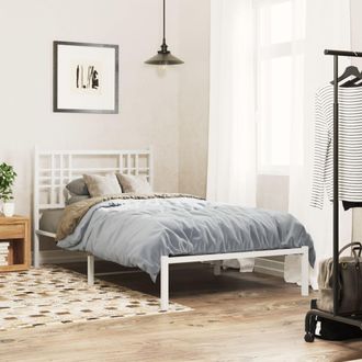 vidaXL Estructura Cama Sin Colch&oacute;n Con Cabecero Metal Blanco 100x190cm Vidaxl