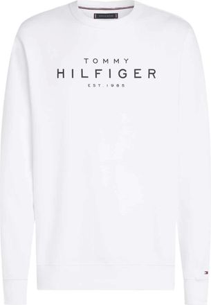 Tommy Hilfiger Sweatshirts, male, White, Size: 2XL White Sweatshirt with Embroidered Logos