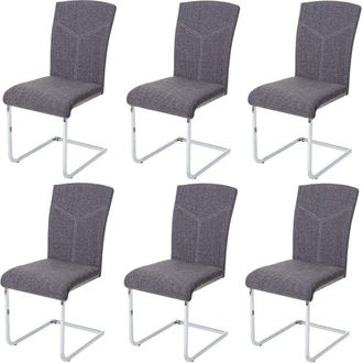 Hhg Hhg - Lote De 6 Sillas De Comedor 524, Silla De Cocina Basculante Silla De Conferencia, Tela/textil, Gris