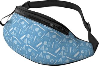 Generic Blue Math Illustration Print Waist Bag Chest Bag Lightweight Fanny Pack For Gym Jogging Running 14X35Cm
