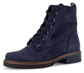 Gabor Schn&uuml;rboots GABOR, Damen, Gr. 38, blau (dunkelblau), Nubukleder, unifarben, Schuhe Schn&uuml;rboots, Blockabsatz, Schn&uuml;rstiefelette, praktischer Innenreiss