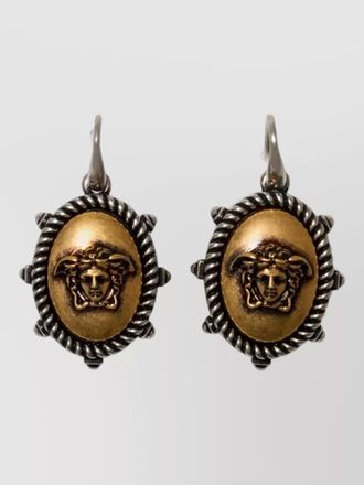 Versace metal rope detail earrings two tone
