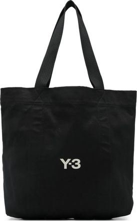 Yohji Yamamoto logo canvas tote bag - Black