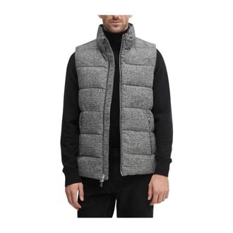 Michael Kors Glen Plaid Gewatteerd Vest - Heren - Bodywarmers - Zwart - S - Wol - Jassen