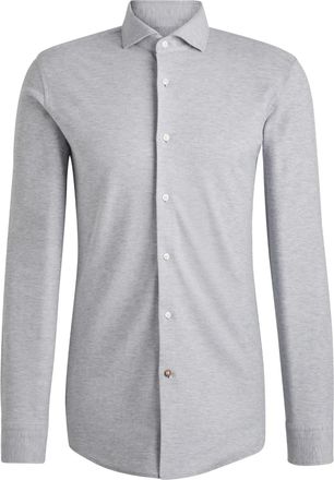 BOSS Camicia in piqu&eacute; di cotone con lavorazione in jersey - Grigio