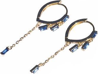 Native Gem Womens Sparkler Huggies Earring In Blue Sapphire