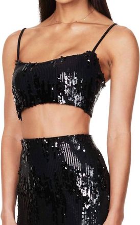 Nookie Cascade Sequin Crop Top In Black