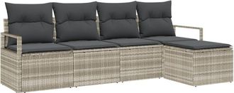 vidaXL Garden Sofa Set with Cushion 5 pcs Light grey 100 x 55 x 73 cm Vidaxl