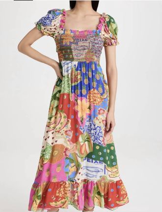 Farm Rio Sunny Mix Midi Dress In Multi