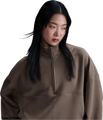 Nike (WMNS) Nike 24.7 ImpossiblySoft Dri-FIT 1/2-Zip T-shirt Oversized Fit Mink Brown HQ8189-233
