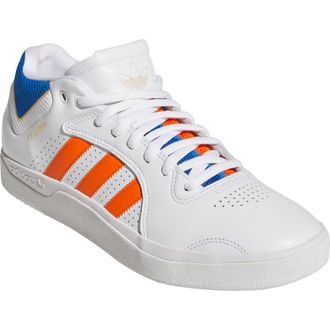 adidas Tyshawn Skateboarding Sneaker in White/Orange/Blue Bird at Nordstrom Rack, Size 8