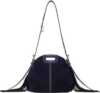 Maje Topstitched suede mini Miss M bag in Marine Blue at Nordstrom, Size Medium