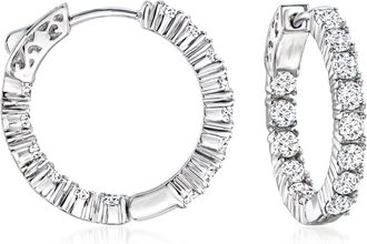 Ross-Simons CZ Inside-Outside Hoop Earrings in Sterling Silver