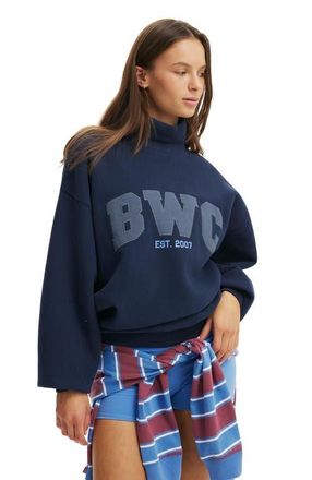 Cotton On Womens Active Plush Funnel Neck Sweatshirt in Prep Sport Navy Bwc at Nordstrom, Size X-Large