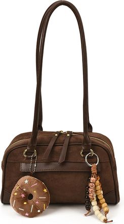 Generic Faux Suede Shoulder Bag Large Capacity Tote Bag Bag for Women (Brown)