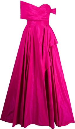 Zuhair Murad asymmetric off-shoulder silk gown - women - Polyester/Silk - 34 - Purple