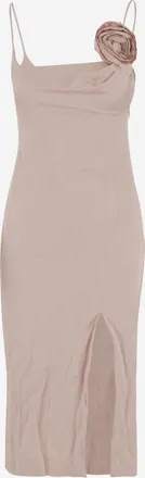 Blumarine Pink 3D Rose Crinkled Satin Dress
