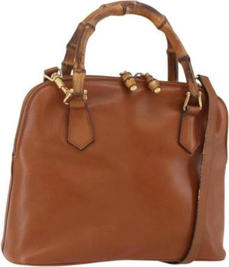 Gucci Pre-owned Handbags, female, Brown, Size: ONE SIZE Pre-owned Brown Leather Handbag
