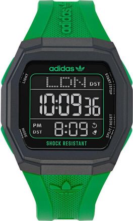 adidas Tech 1 GMT Silicone Strap Watch, 48mm in Green at Nordstrom