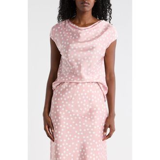 Renee C Cowl Neck Cap Sleeve Satin Top in Pink at Nordstrom Rack, Size X-Large