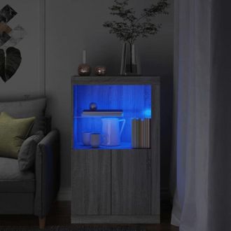 vidaXL Aparador Con Luces Led Madera De Ingenier&iacute;a Gris Sonoma Vidaxl