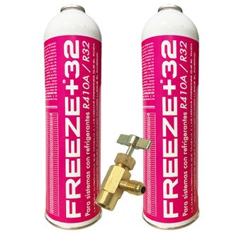 OEM Pack 2 Freeze +32 350g Sustituto Ecol&oacute;gico R410a R32 Incluye V&aacute;lvula Gas Org&aacute;nico De Alta Eficiencia Y Bajo Consumo
