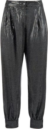 Nenette Zwarte Baggy High-Waist Broek - Dames - Straight fit broeken - Zwart - XS - Polyester - Broeken