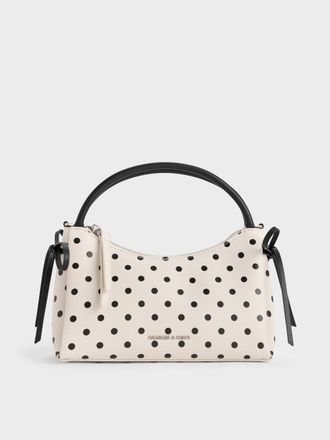 Charles & Keith Hazel Polka-Dot Bow Top Handle Bag