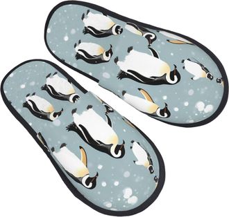 Generic Fuzzy Slippers Penguin Balloon Snowflake Printing Furry Slippers Comfy Unisex House Slipper For Bedroom Mens Winter L