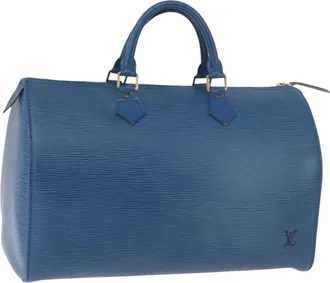 Louis Vuitton Speedy Epi Leather Blue Leather Handbag (Pre-Owned)