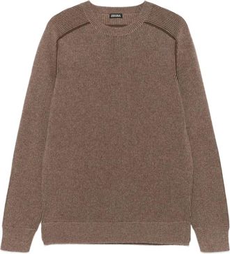 Ermenegildo Zegna ribbed-knit shoulder-detail sweater - Brown