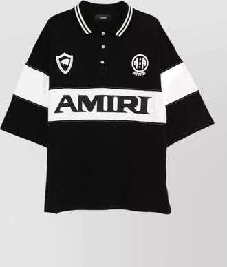 Amiri polo collar color block silk nylon t-shirt