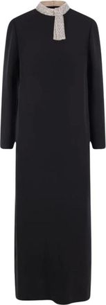 Valentino Garavani Dames, Jurken, Zwart, Maat: L Leer